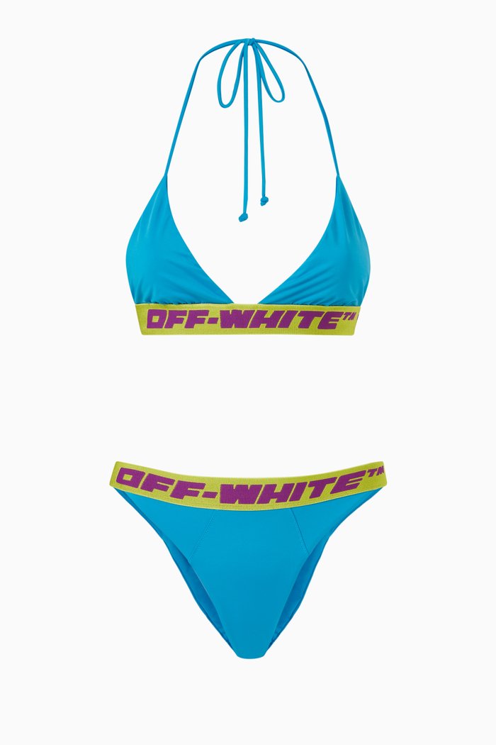 

Logo Band Bikini Set in Recycled Technical Fabric, Blue