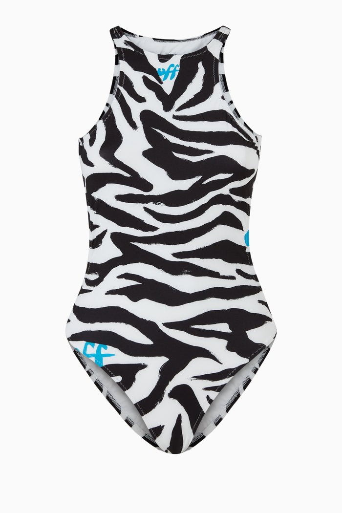 

Zebra Logo Swimsuit, Black