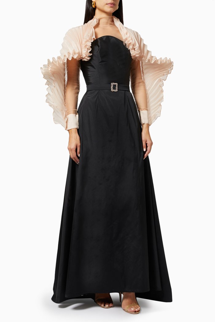 

Lark Dress with Ruffled Shoulders, Black