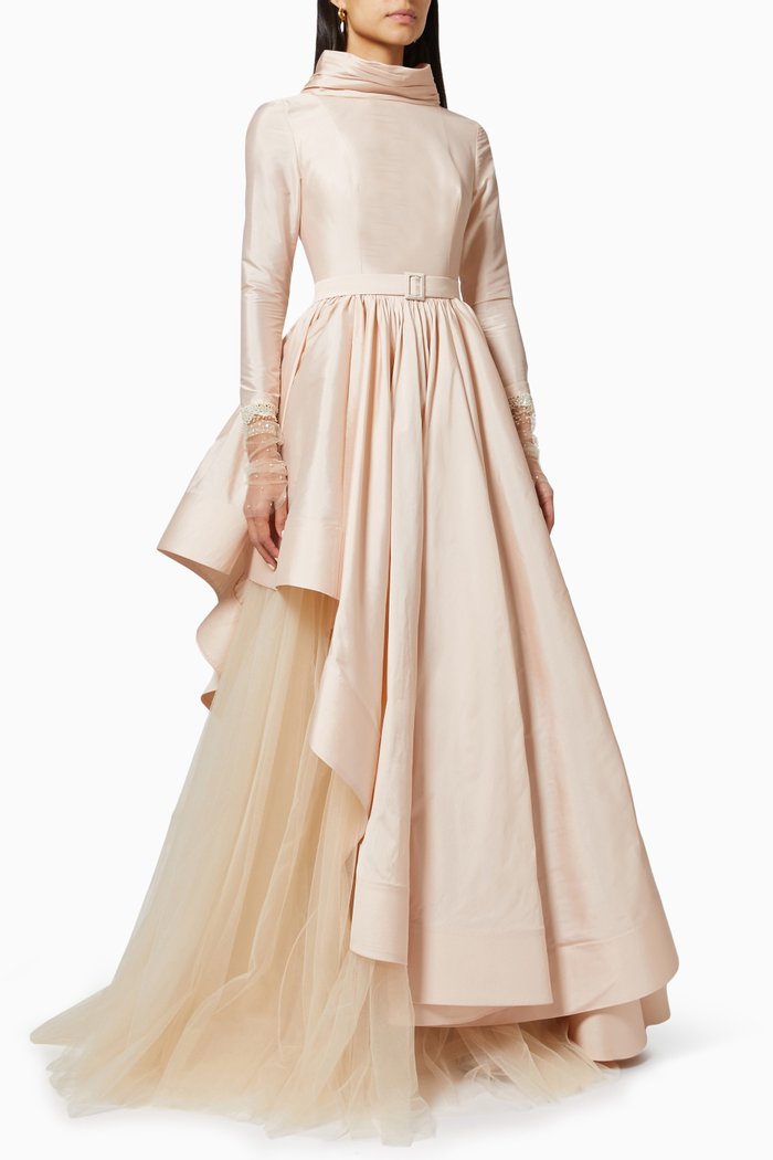 

Asymmetrical Long Dress, Neutral