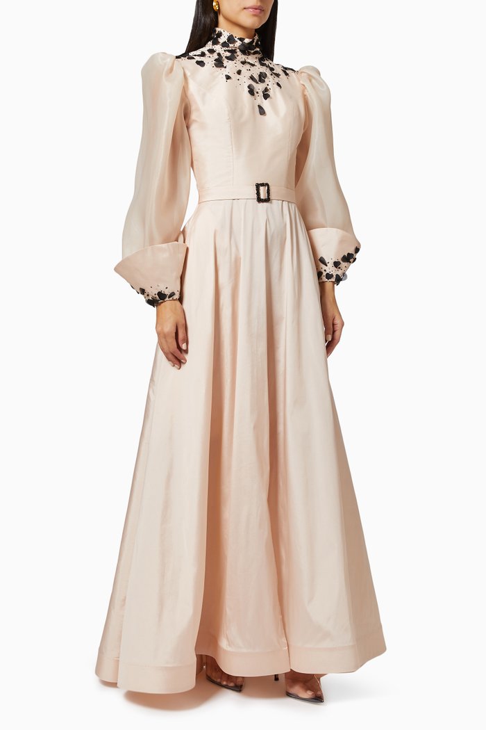 

Nightingale Embellished Gown in Silk Taffeta, Neutral