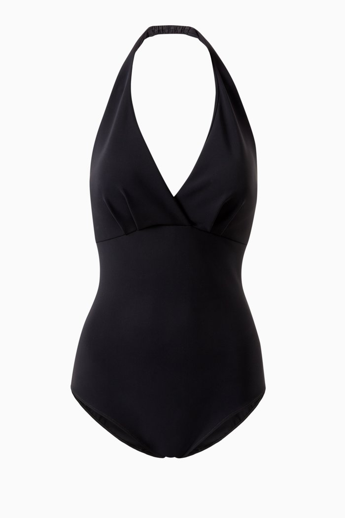 Halter One-Piece Swimsuit, Black