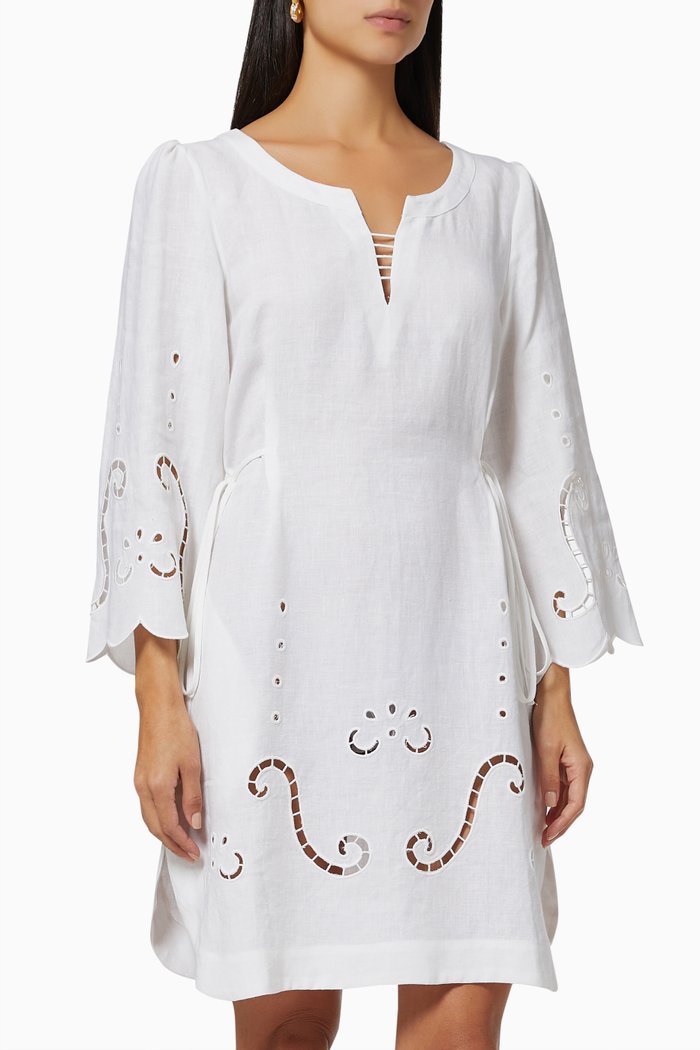 

Iphigenia Mini Dress in Linen, White