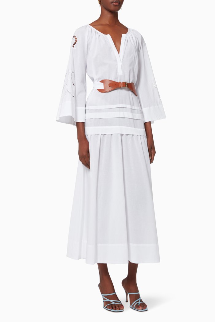 

Iphigenia Embroidered Long Dress, White