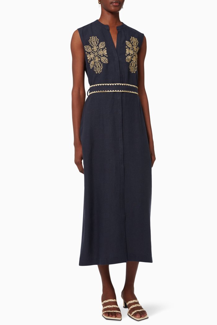 Dareia Shirt Dress in Linen, Blue