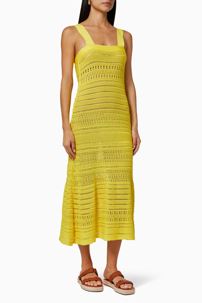 

Myrti Crochet Midi Dress in Cotton, Yellow