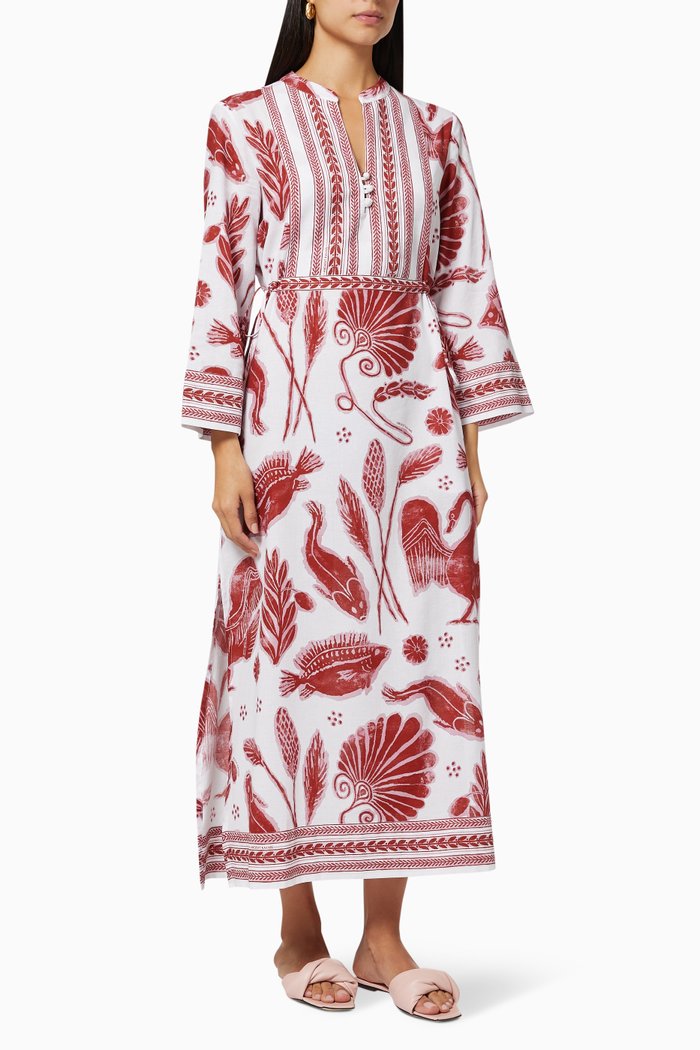 

Mythologia Kaftan in Voile Crepe, Red