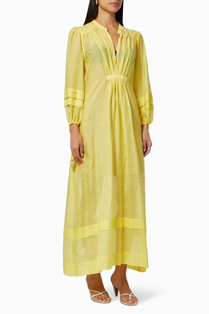 

Kalloni Kaftan in Silk & Cotton, Yellow