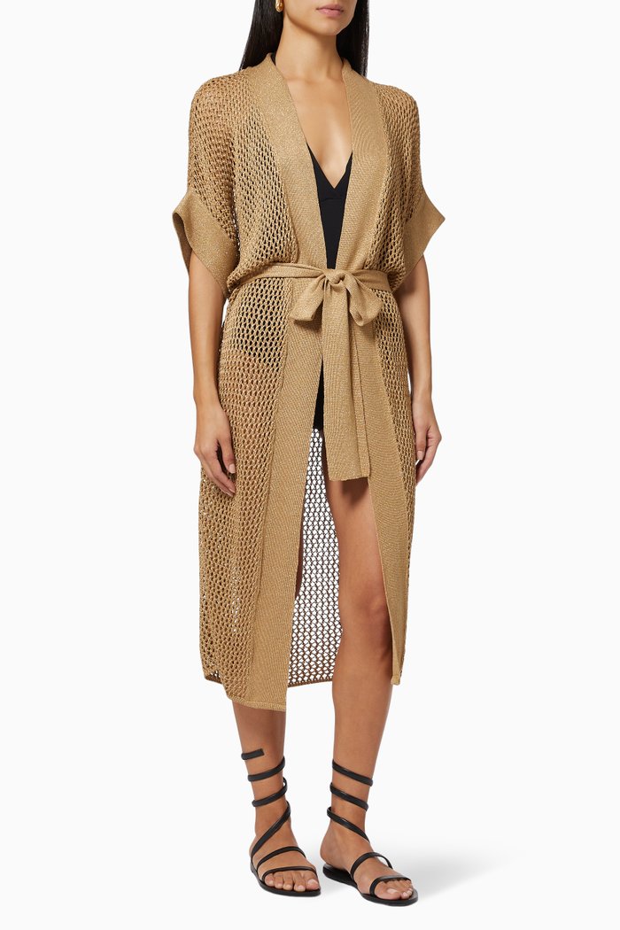 

Kleio Embroidered Kimono in Silk & Cotton, Neutral