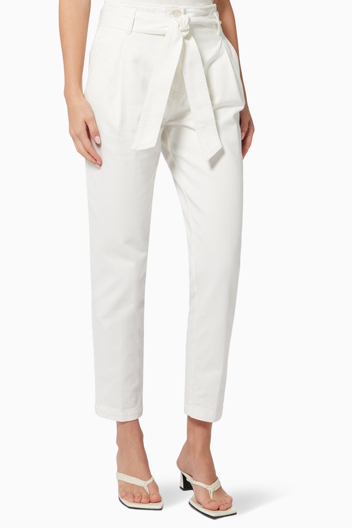 

Paperbag Cropped Jeans in Denim, White