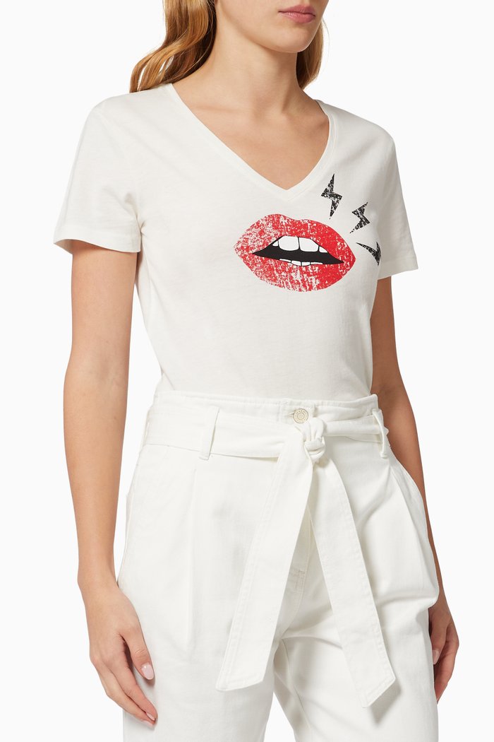 

Lips Print T-shirt in Cotton Jersey, White