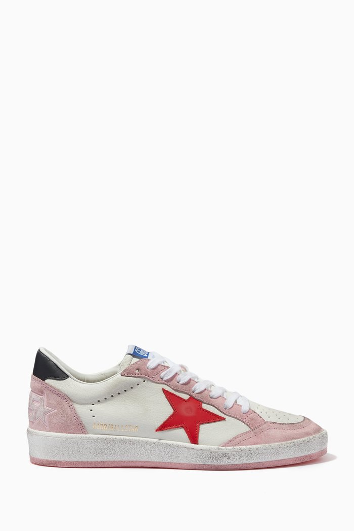

Ball Star Sneakers with Suede Inserts in Nappa Leather, Pink
