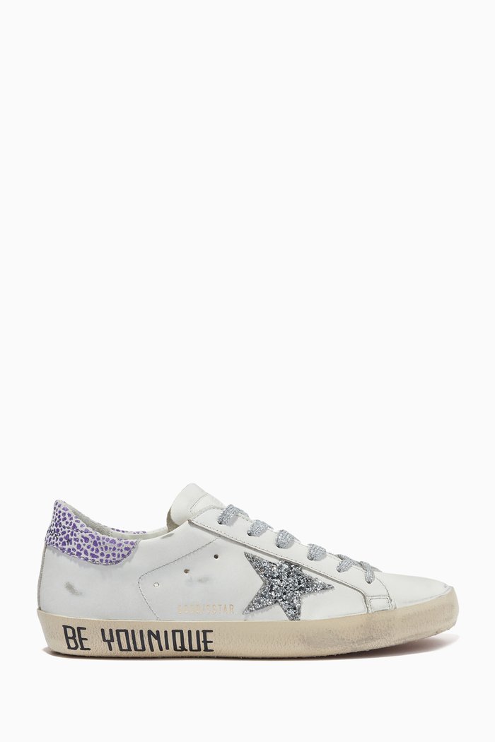 

Superstar Glitter Star Sneakers in Leather, White