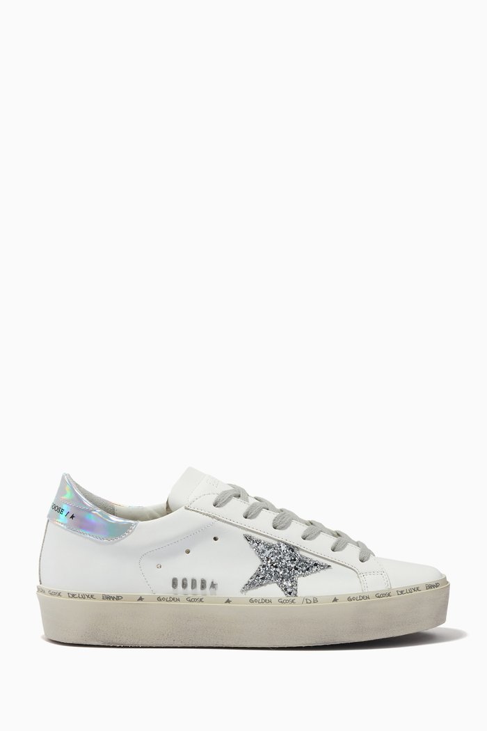 

Hi Star Sneakers with Mirror Star & Mirror Heel Tab in Leather, White