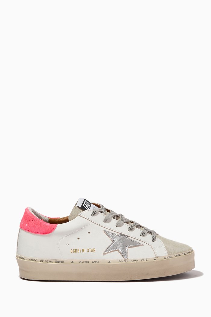 

Hi Star Sneakers with Laminated Star & Suede Heel Tab in Leather, White
