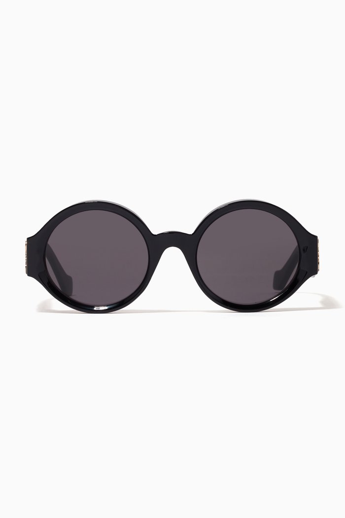 Chunky Round Sunglasses in Acetate, Black