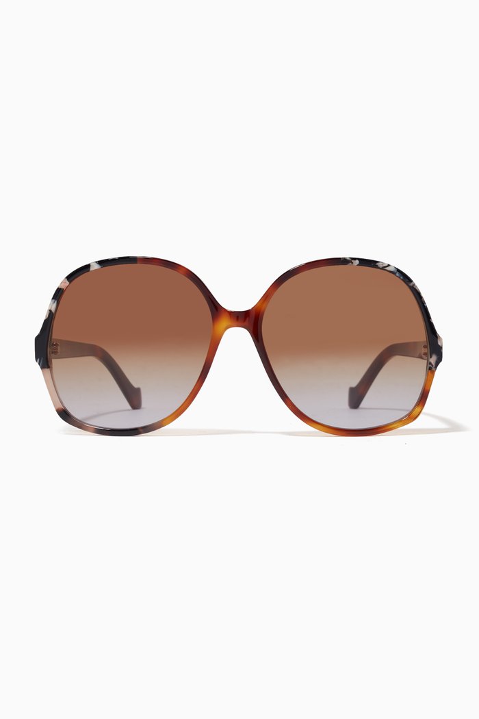 

Thin Oval Sunglasses in Acetate, Brown