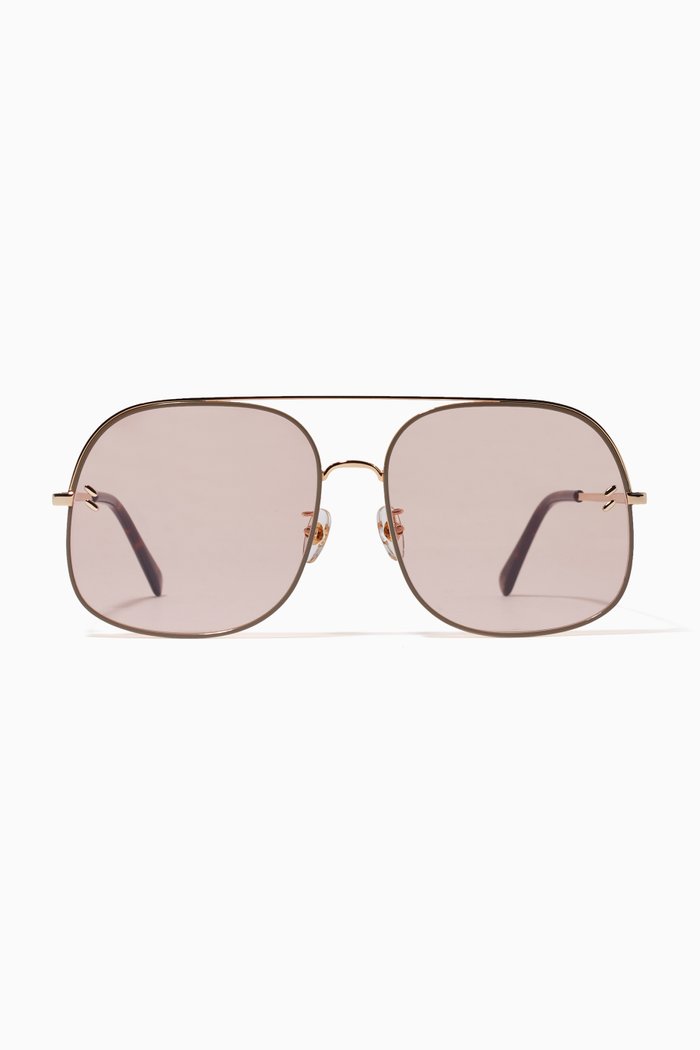 Square Sunglasses in Bio Acetate & Metal, Gold