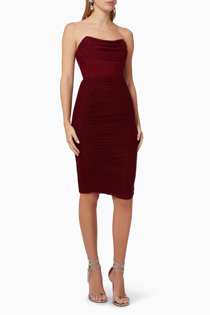 

Mesh Corset Midi Dress, Burgundy