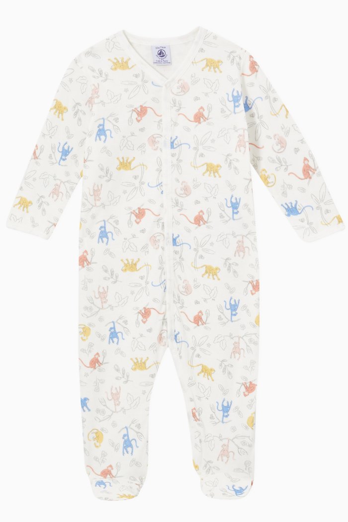 

Monkey Themed Sleepsuit in Organic Cotton, Multicolour