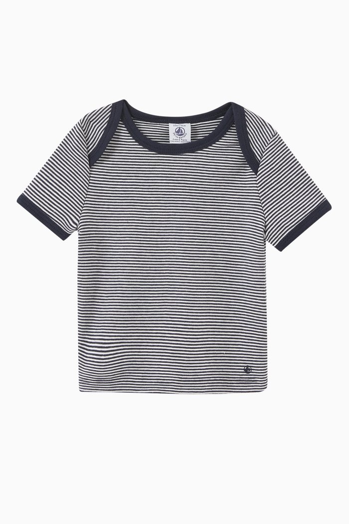 

Pinstriped T-shirt in Organic Cotton, Blue