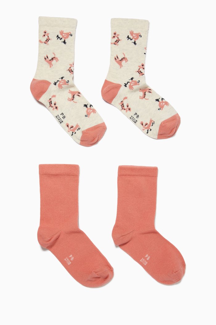 

Animal Patterned Socks in Cotton, Set of 2, Multicolour