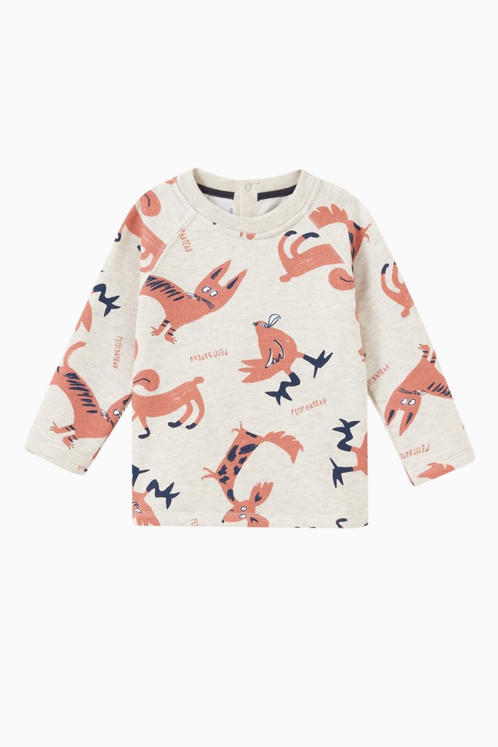 

Animals Print Sweatshirt in Cotton Fleece, Multicolour