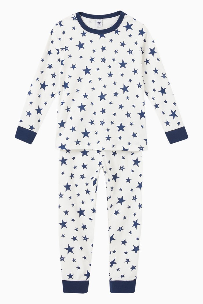 

Star Pyjama Set in Cotton, Blue