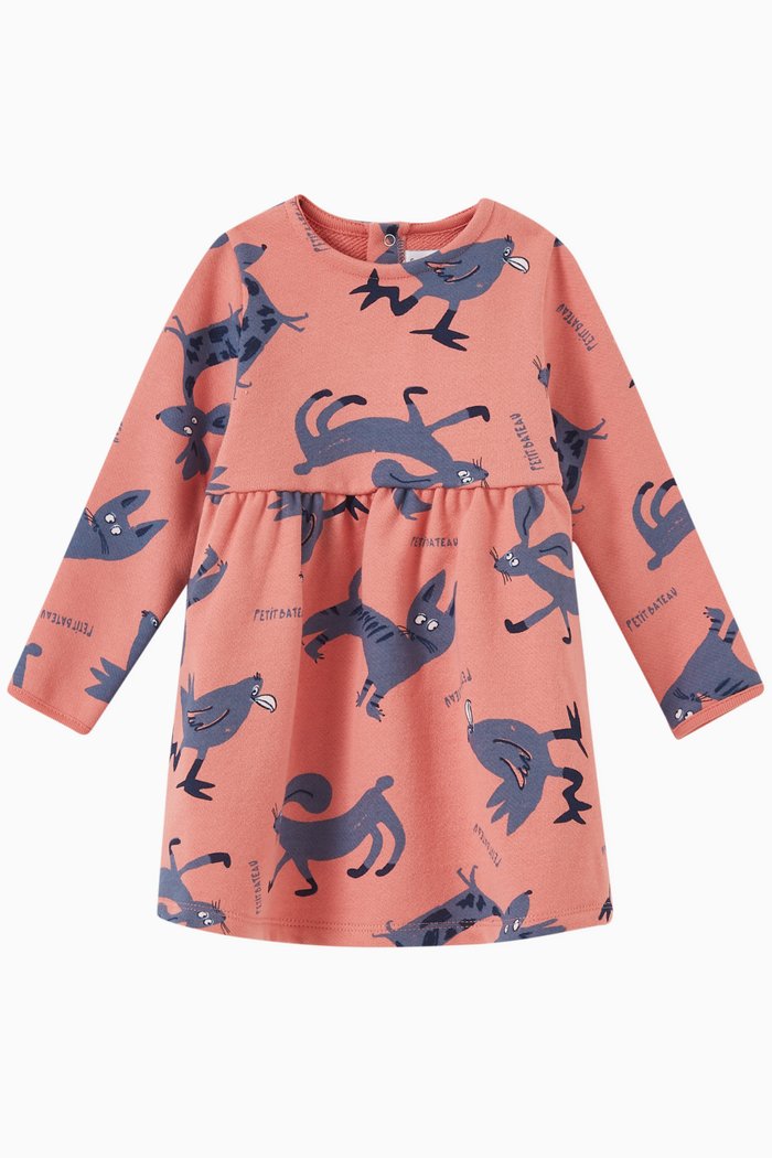 

Animals Printed Dress in Cotton Fleece, Multicolour