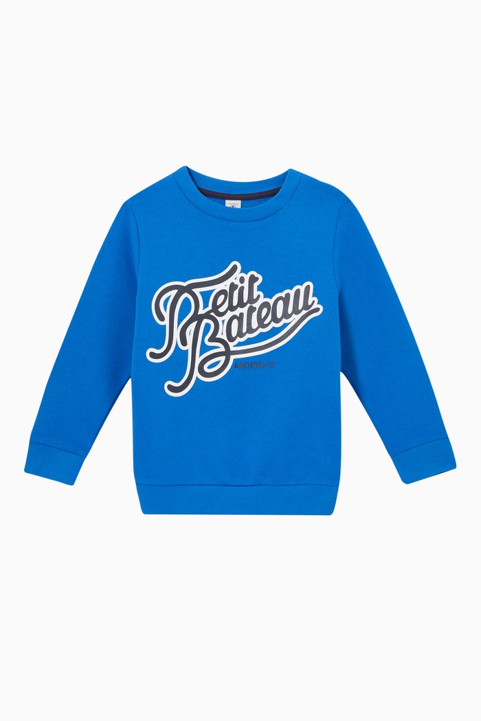 

Logo Printed Sweatshirt in Cotton Fleece, Blue