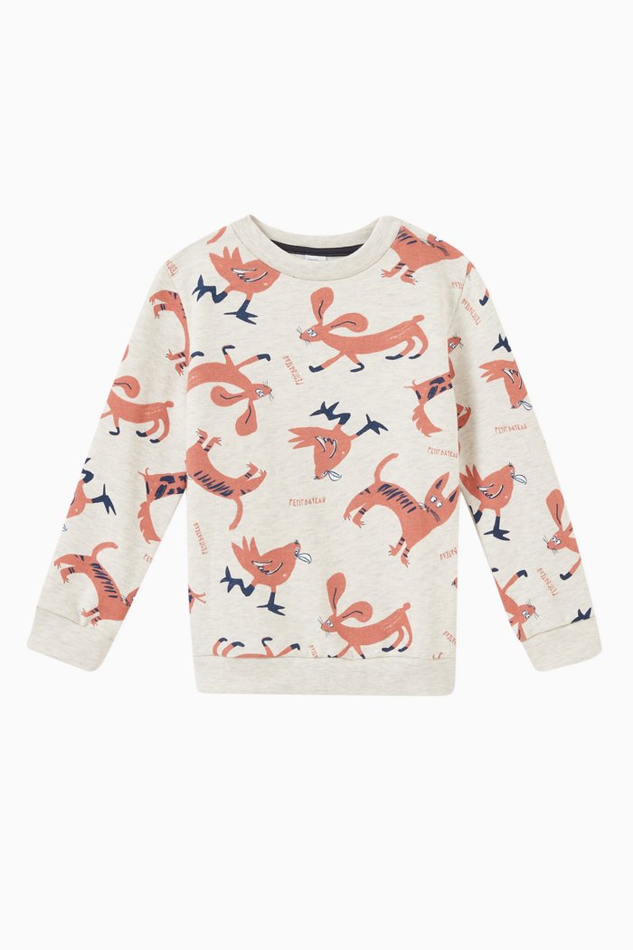 

Animals Printed Sweatshirt in Cotton Fleece, Multicolour