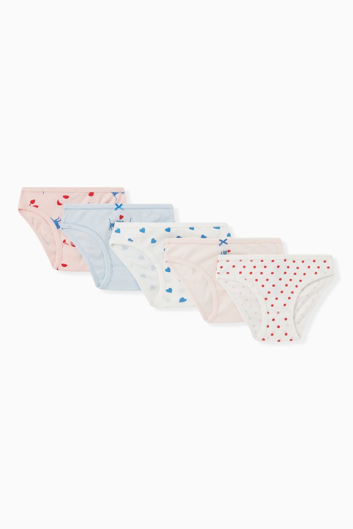 

Printed Briefs in Cotton, Set of 5, Multicolour