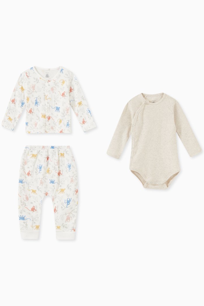 

Monkey Printed Pyjama Set in Cotton Tube-knit, Multicolour
