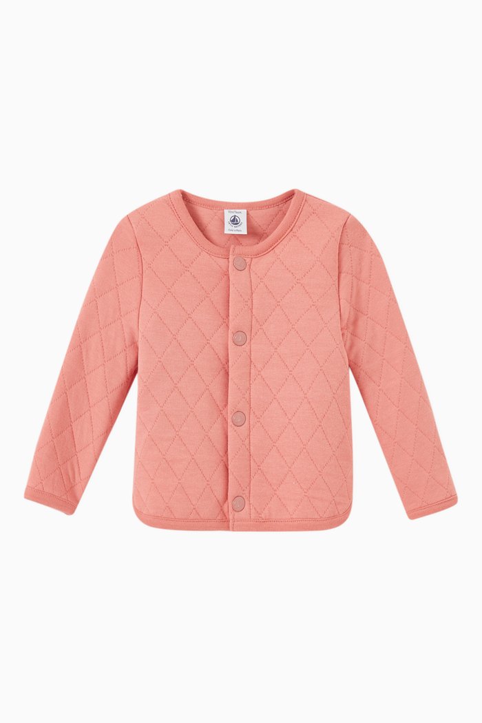 

Cardigan in Quilted Cotton Tube-knit, Pink