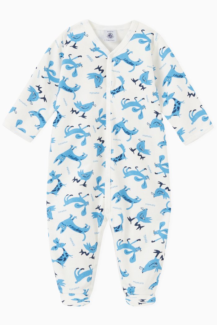 Animal Print Sleepsuit in Fleece, Multicolour