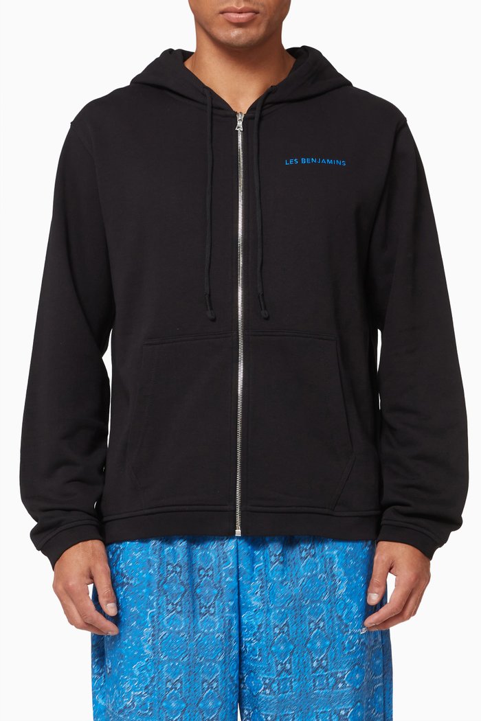 Graphic Zip Hoodie, Black