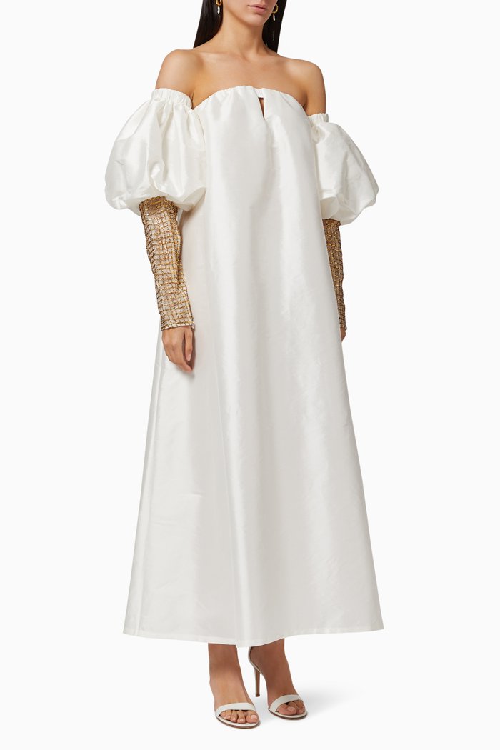 

Off-The-Shoulder Maxi Dress, White