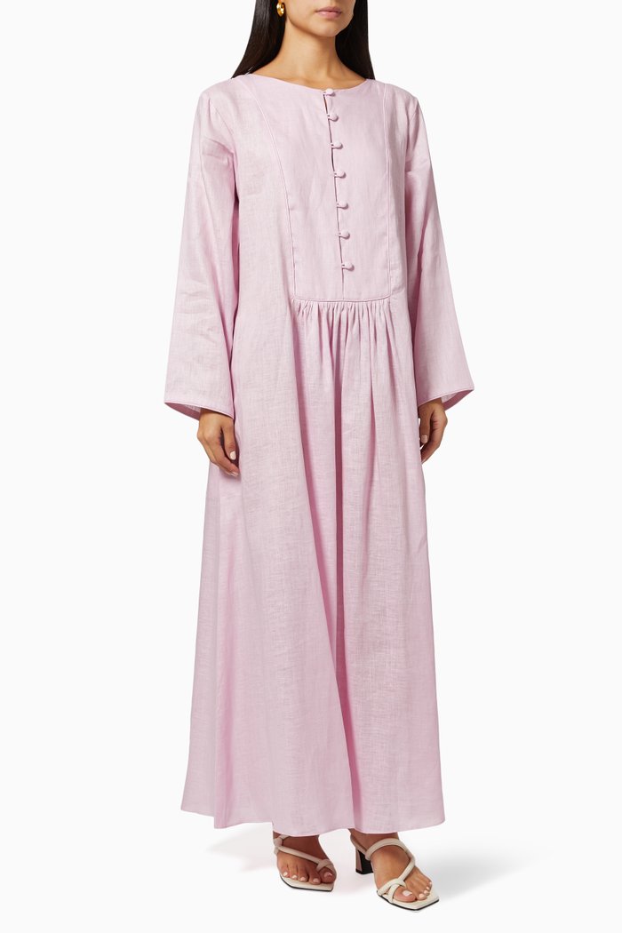 

Rue Kaftan in Linen, Pink