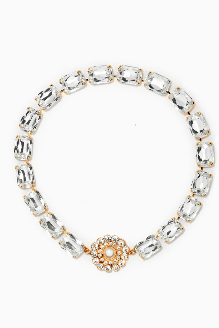 

Flower Amulet Crystal Choker, Gold