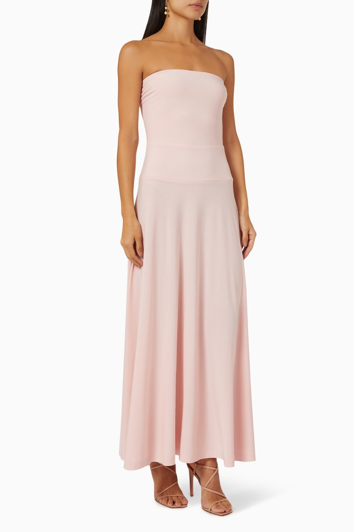 

Strapless Flared Dress in Poly Lycra, Pink