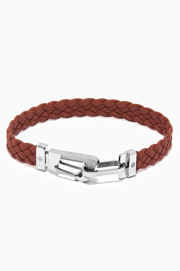 

Wrap Me Bracelet in Woven Leather, Brown