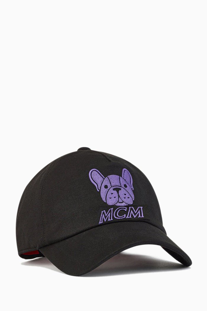 M Pup Logo Cap in Organic Cotton, Black