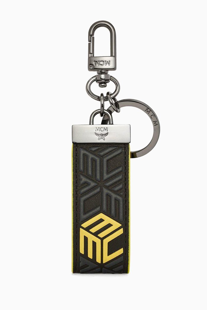 

Key Ring in Cubic Monogram Leather, Black