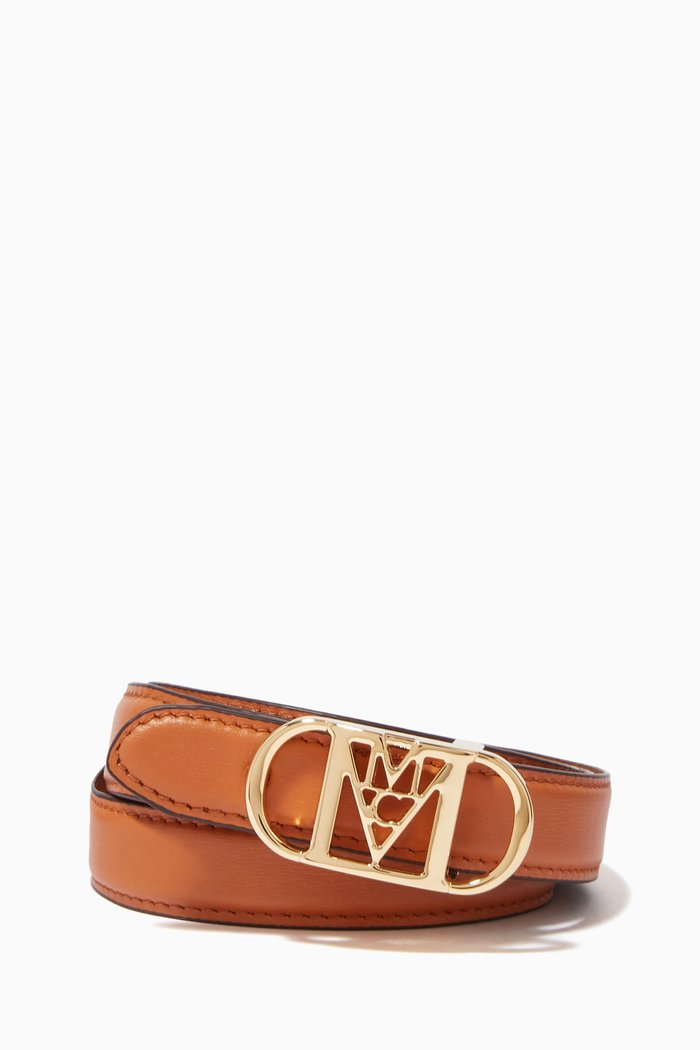 

Mode Mena Reversible Belt in Leather & Signature Visetos, Brown