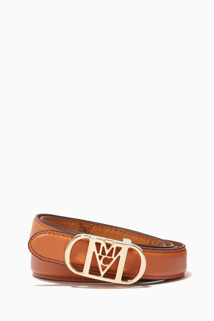

Mode Mena Reversible Belt in Leather & Signature Visetos, Brown