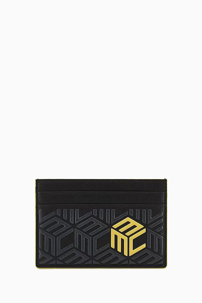 

Mini Card Case in Cubic Monogram Leather, Black