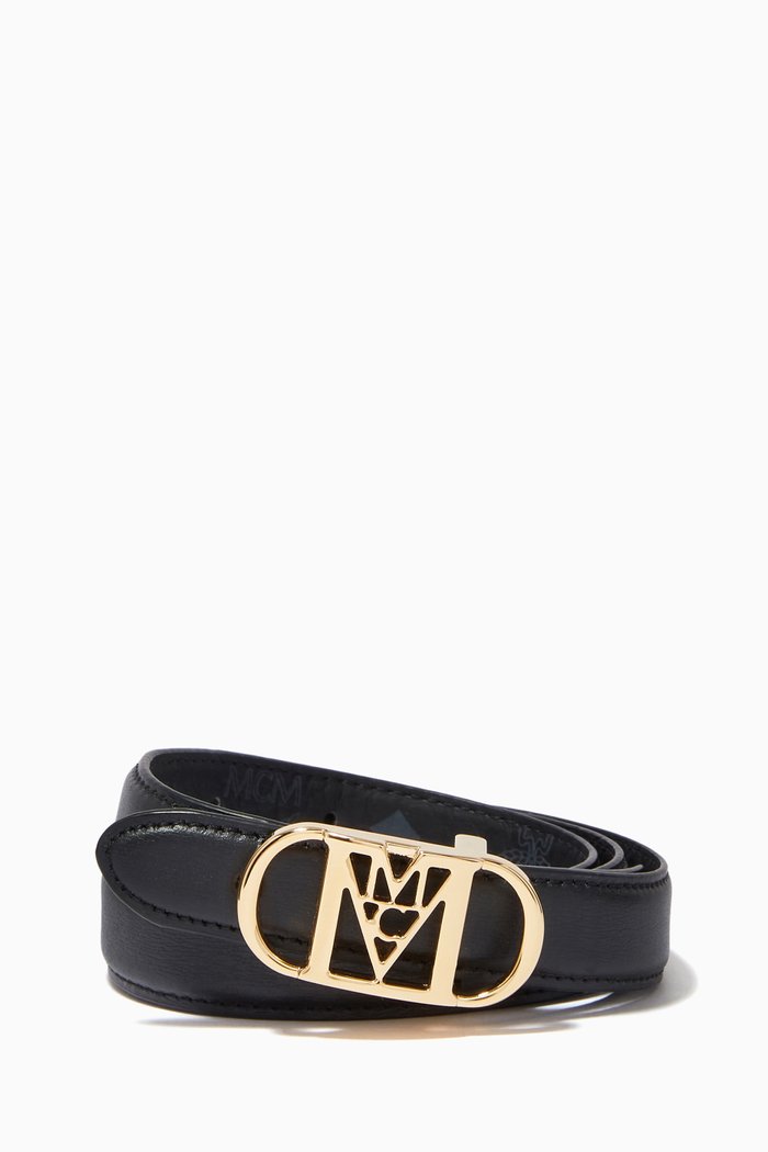 

Mode Mena Reversible Belt in Leather & Signature Visetos, Black