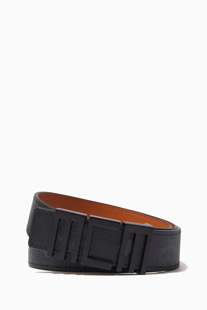 

Tech MCM Reversible Belt in Leather & Signature Visetos, Black