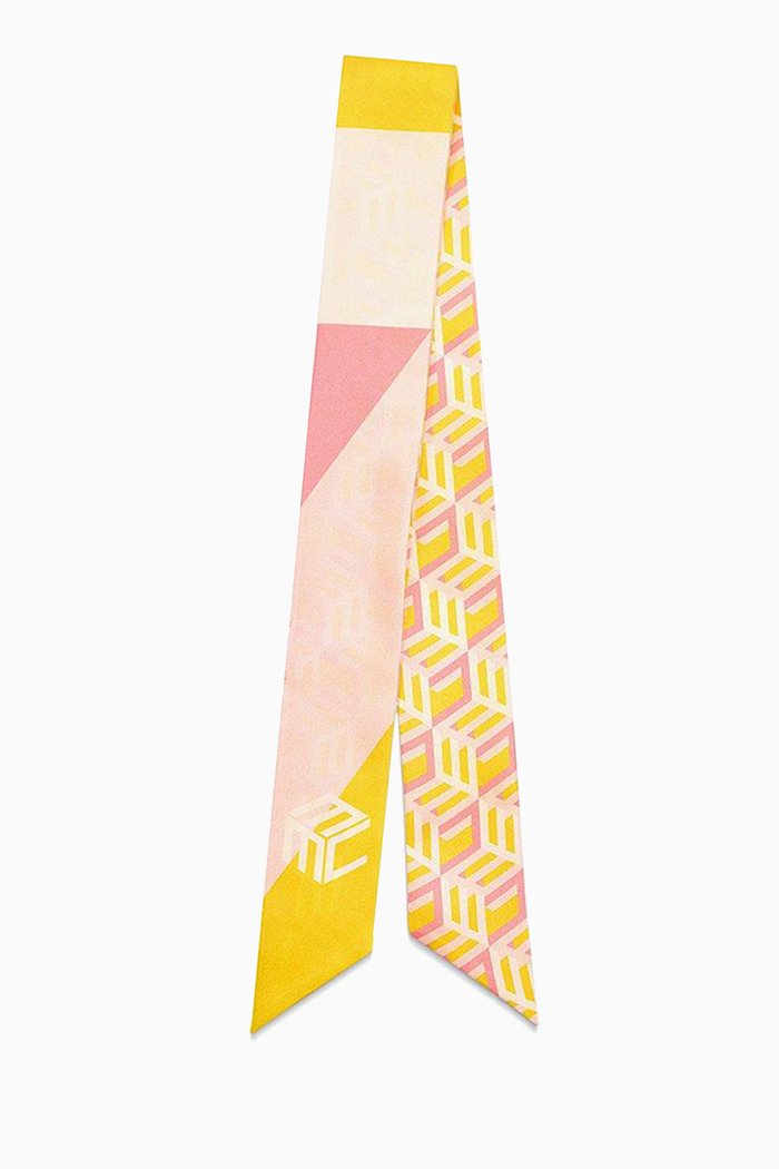 

Reversible Petite Scarf in Cubic Monogram Silk, Yellow