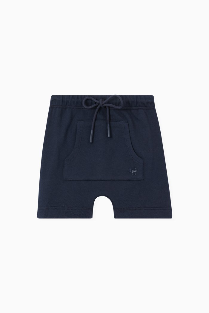 

Kangaroo Pocket Shorts in Cotton, Blue
